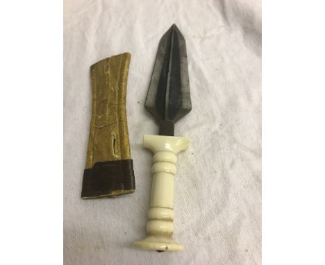 A 19th C broad-handled dagger with ivory handle