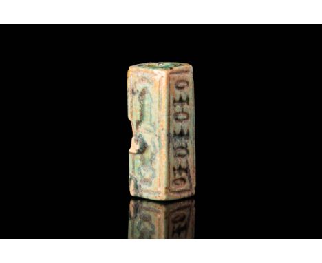 New Kingdom, 18th Dynasty, Ca. 1481 - 1425 BC .An Egyptian square glazed steatite seal inscribed with four hieroglyphic sides