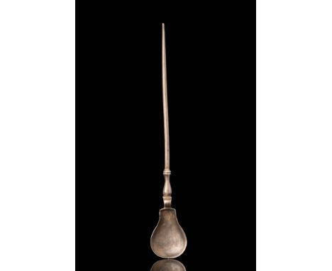 Ca. AD 400 - 500.A late Roman pear-shaped silver spoon with a long pointed handle. Spoons of this type were found throughout 