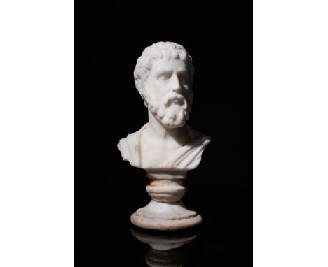 Ca. 19th century AD.A Neoclassical marble bust of an Emperor (Marcus Aurelius?). Finely sculpted and majestically wrought, th