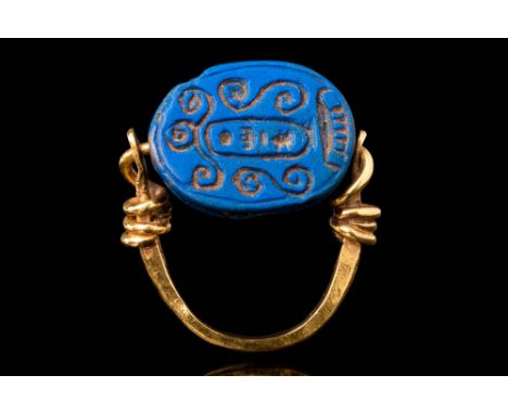 Middle Kingdom, Ca. 2055 - 1790 BC.A rare example of a scarab pendant carved from lapis lazuli depicting insect features such