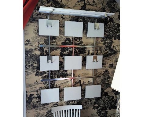 A German white painted coat rack, circa 1970s of geometric shape106h x 80w cm