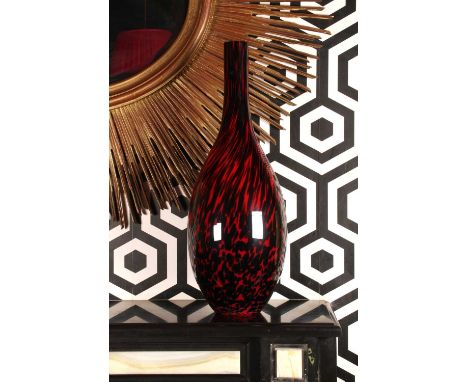 An Italian red and black glass vase, of elongated baluster formh69cm