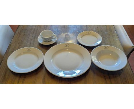 A modern extensive Porcelite white glazed tea, coffee and dinner service, bespoke made, with CH monogram