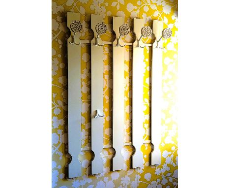 A 1970s style white painted coat hook, 118 x 76cm