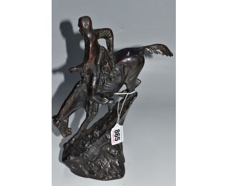 IN THE STYLE OF FREDERIC REMINGTON (AMERICAN, 1861-1919) 'MOUNTAIN MAN', a bronze figure of a native American man on horsebac