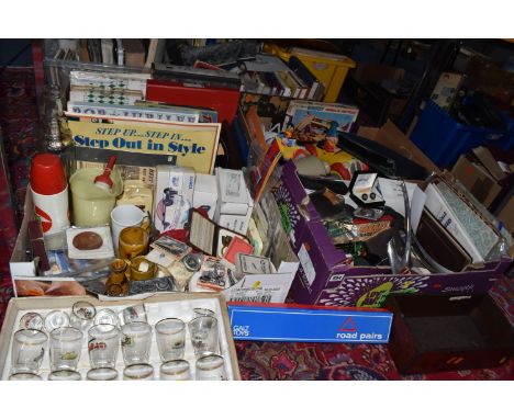 FOUR BOXES OF ASSORTED CAR RELATED COLLECTIBLES to include car related coasters, trinket boxes, mugs, a box of assorted glass