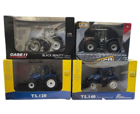 Four boxed die-cast 1:32 scale model tractors, to include: - Blue Power: T5.140 - Blue Power T5. 120 - JCB Special 25th Anniv