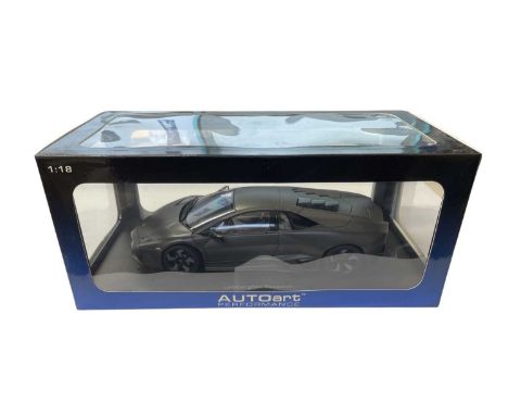 A boxed AutoArt Lamborghini Reventon 1:18 scale model, in black