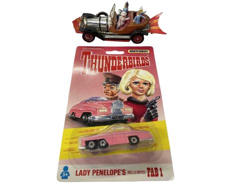 A pair of die-cast TV toys, to include: - Matchbox: Thinderbirds' Lady Penelope's Rolly Royce, Fab 1, carded - Corgi: Chitty 