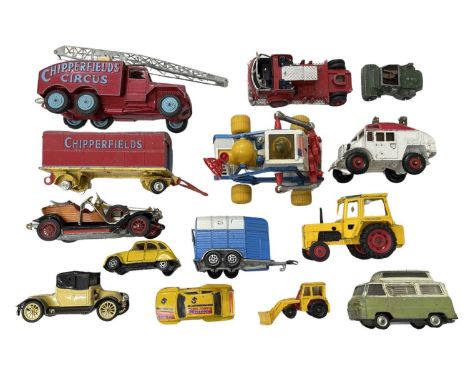 A collection of various playworn Corgi die-cast vehicles