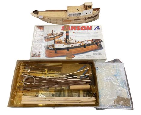 A boxed Artesania Latina Sanson 1:50 scale model tug boat kit (unchecked for completeness), together with a further scratchbu