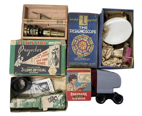 A collection of vintage optical toys, to include: - A boxed 'Film Stips' Projector - A boxed Designoscope - A boxed Illuminat