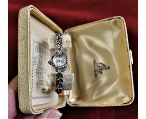 Silver watch. Hallmarked silver 1965 watch and strap. Very small ladies cocktail watch (Rotary). Very attractive. Silver and 