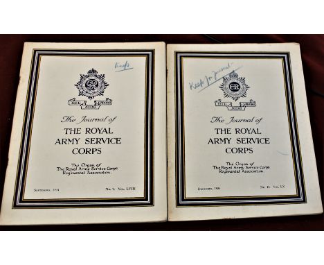 British Interwar magazines 'The journal of The Royal Army Service Corps' issue No.9 September, 1934 and No.12 December 1936. 