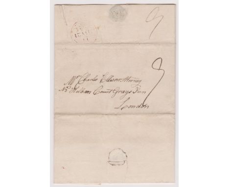 Great Britain 1825-EL dated July 25th 1825 Walsall posted to London-manuscript 9-red 2 ring cancel July 21-1825