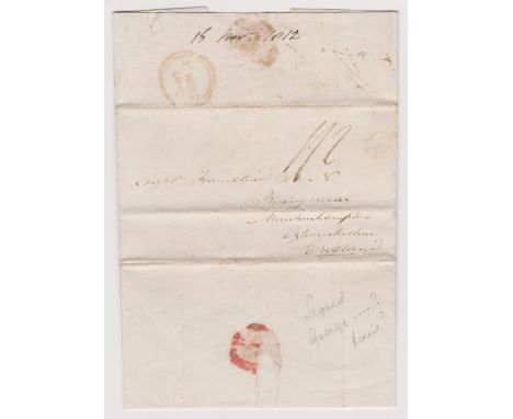 Great Britain 1812-EL dated Nov 16th 1812 posted to Minchinhampton Glos-manuscript 1/2 red double ring 17 No17 1812 cancel