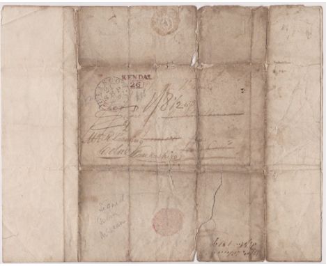 Great Britain 1819-EL fragile and stained dated 19th Sept 1819 Paisley-manuscript 11.1/2 crossed out-red 2 line Kendal 26 can