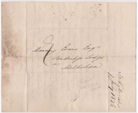 Great Britain 1826-EL dated 7th July 1826 Poole posted to Melkesham-manuscript 9-Poole/2JY7/1826 cancel