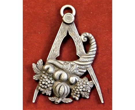 Masonic Compass &amp; Horn of Plenty Neck Pendant,  in silver and made by Toye of London