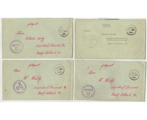 Germany 1940-Group of (4) Field post annotated envelopes posted to Segendorf cancelled 1st feb to 7th Feb from soldier statio