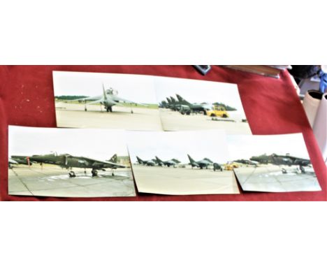 Aviation Photographs (6"x9") group of five Harrier GR7 and T10 aircraft from 233 OCU/20(R) Squadron on flight line at RAF Wit