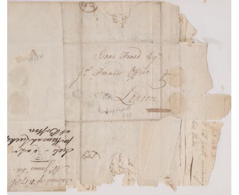 Great Britain 1786 - EL in fragile condition dated April 3rd 1786 Salcombe to London-manuscript 5-Bishop Mark (6/A6) cancel-2