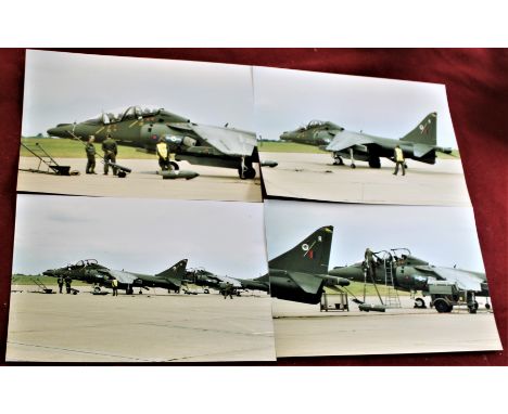 Aviation Photographs (6"x 9") group of four Harrier T10 aircraft of 233 ocu, 20(R) Squadron being crewed for start up at RAF 