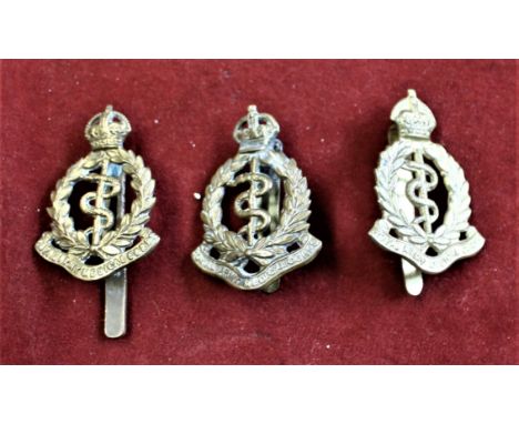 British WWII Royal Army Medical Corps cap badges (3 in gilding-metal)