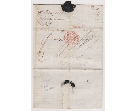 Great Britain 1817 - EL dated March 6th 1817-posted to Edinburgh, manuscript 8 and 1/3 black 2 line Horsham penny post-black 