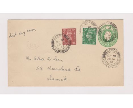 Great Britain 1942-prepaid envelope with manuscript FDC text posted within Hawick cancelled 28.9.42 Hawick Roxburghshire on G