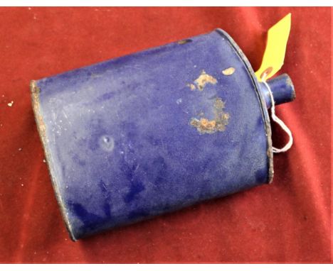 British Army WWI/II Blue Enamelled Soldiers Water Bottle, some wear to body. 
