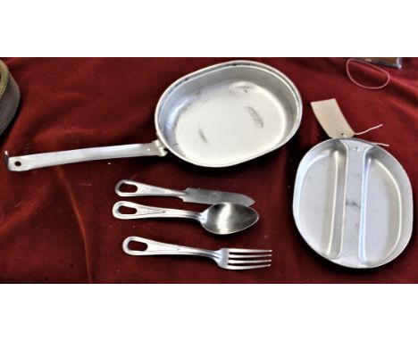 American US Army Vietnam Era Mess Kit, Stainless Steel 1967 with Spoon, Fork &amp; Knife. 