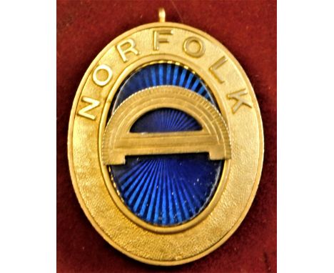 Masonic Provincial Craft Norfolk Collar Jewel in silver, gilt &amp; enamel, made Toye, Kenning and Spencer 1963