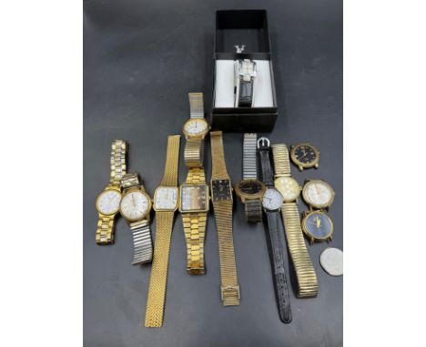 A selection of ladies and gentleman's fashion wrist watches, various makers to include Seiko, Timex and Sekonda (some AF)