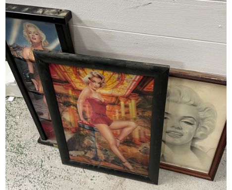Marilyn Monroe pictures and one picture of four plates in the form of Marilyn 