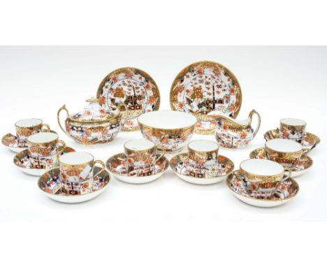 An early 19th Century Staffordshire porcelain tea and coffee set, probably Spode, circa 1810, comprising eight coffee cans an