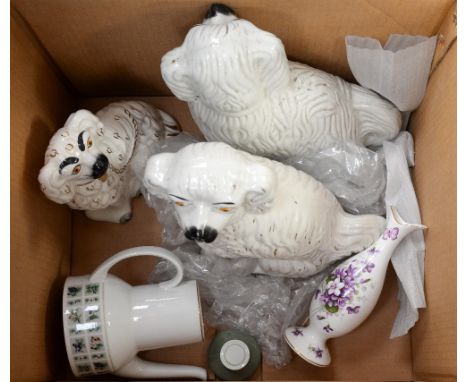 Ceramics including a pair of Staffordshire Dogs, Royal Doulton Tapestry coffee pot, etc 