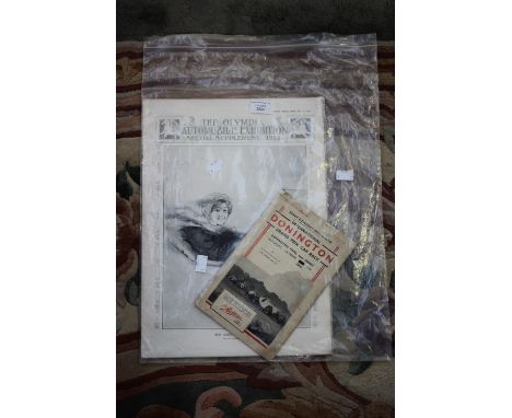 A Donnington Grand Prix car race programme October 22nd 1938 and 1913 Olympia Automobile exhibition supplement 
