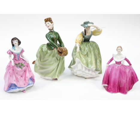 Four ceramic figures, including Coalport 