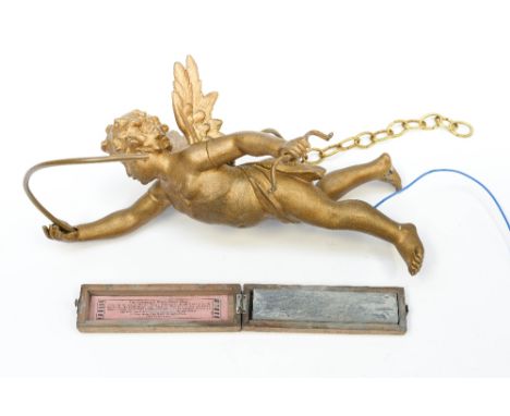 ***AMENDED DESCRIPTION AND GUIDE PRICE £85 - £95 AND NO WATERSTONE IN LOT***A gilt metal hanging light fitting in the form of