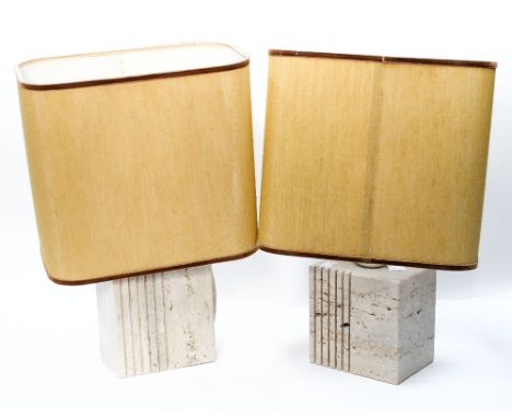 A pair of pale bedrock rectangular lamp bases, modern design and shades (2) 