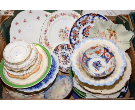 A box of assorted ceramic plates to include Crown Derby  (qty) 