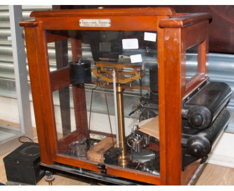 A cased set of scientific balance scales 