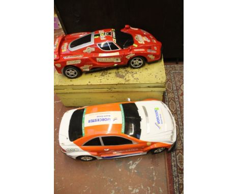 Two large scale radio control cars (no transmitters) Mercedes and Ferrari 