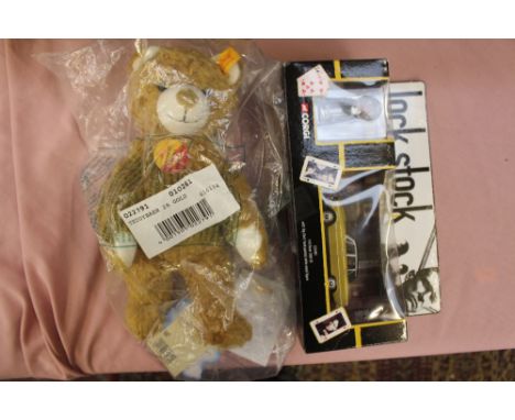 Corgi toys CC01901 Rover 3500 V8 boxed and a modern Steiff bear 26 gold 