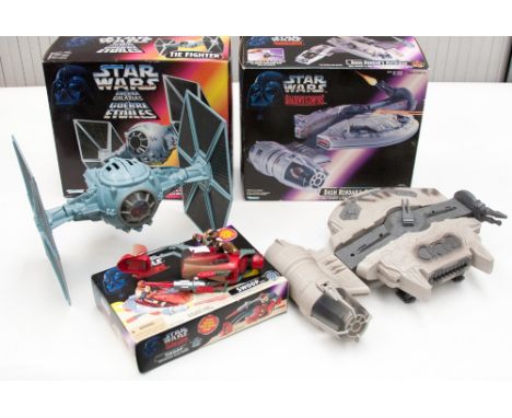 Star Wars Tie Fighter, Dash Rendors Outrider and Swoop vehicle, all boxed, playworn (af) 