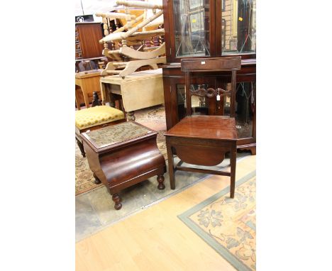 A 19th Century Mahogony Commode, circa 1810 in the form of a bar back side chair with square legs with it's original bowl, pl
