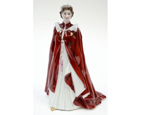 A Royal Worcester figure of Queen Elizabeth II in celebration of the Queen's 80th Birthday 2006 dress in the robes of the Ord