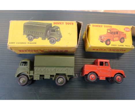 Dinky toys 255 Mersey Tunnel van and 623 Army covered wagon, both in poor boxes 